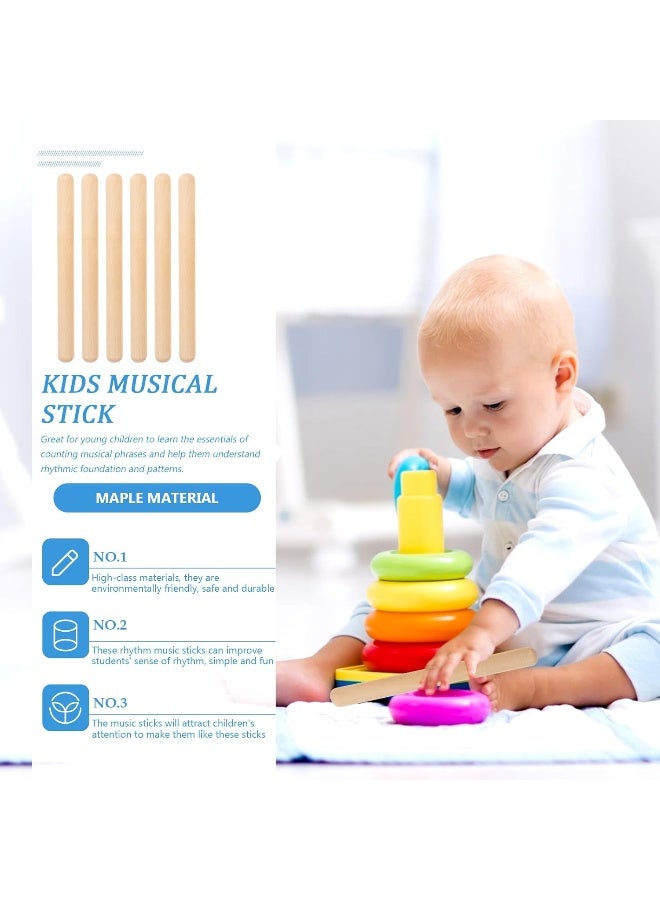 Vaguelly Wooden Chime Sticks Claves Percussion Instrument for Children, Adults, Rhythm Teaching Aid, Unpainted, 12 Inches, Pack of 6 - Image 2