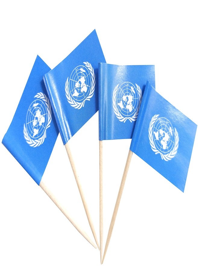 QQSD United Nations UN Toothpick Flag Small Mini Cupcake Topper Flags, 100 pcs - Image 1