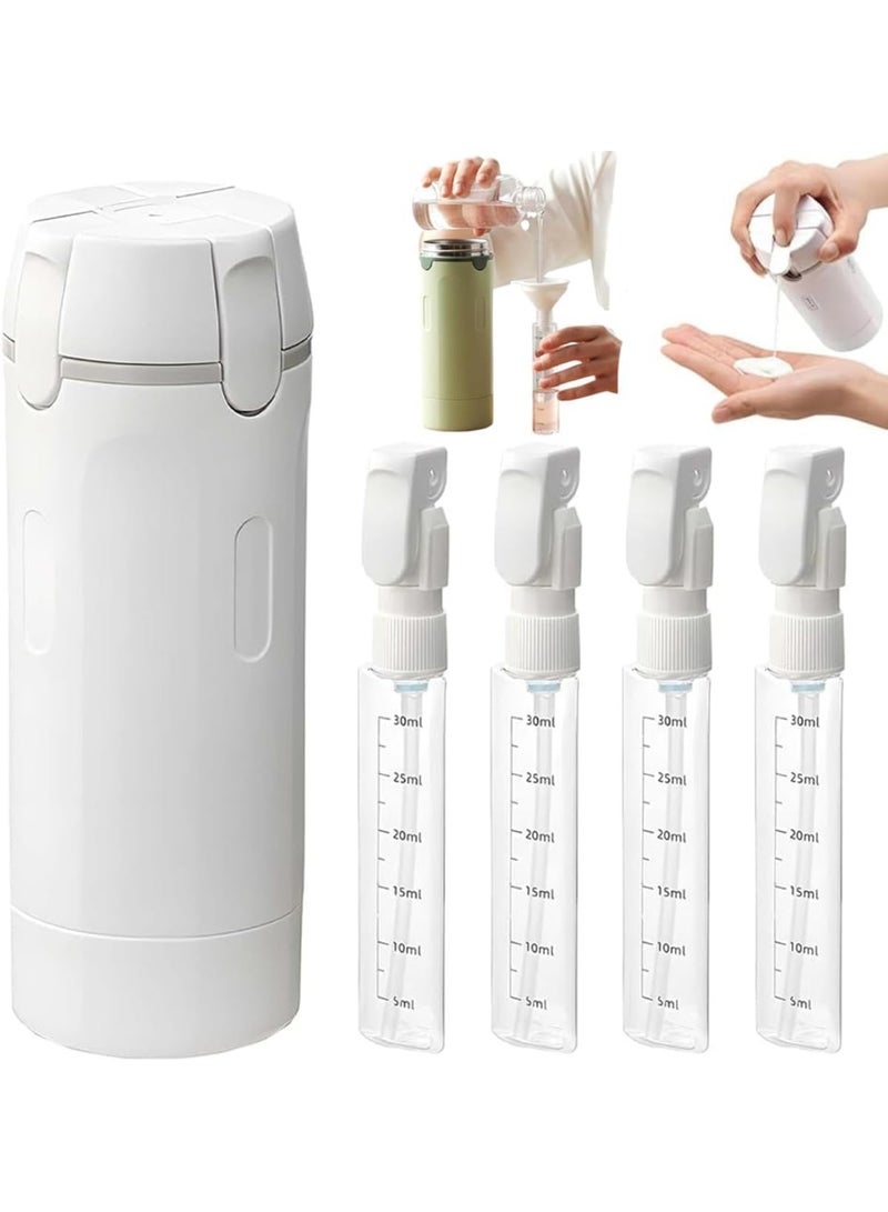 اترجسز 4 في 1 إعادة ملء موزع السفر ، 4 حزمة 30ML زجاجات السفر لمستحضرات المرحاض ، حاويات حجم السفر دليل التسرب ، حاويات صغيرة محمولة للشامبو كريم مكيف كريم (أبيض) - Image 1