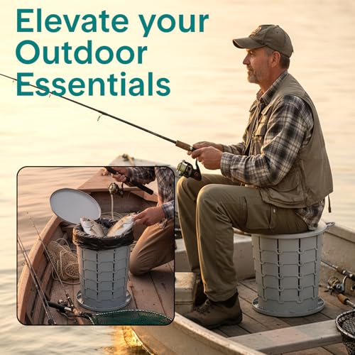 SereneLife Foldable Toilet Seat for Camping Adjustable Height Portable Travel Potty with Lid Carry Bag NonSlip Base 331 lbs Capacity 3Pack Flushable Wipes for Car Hiking Outdoor Use Gray - Image 3