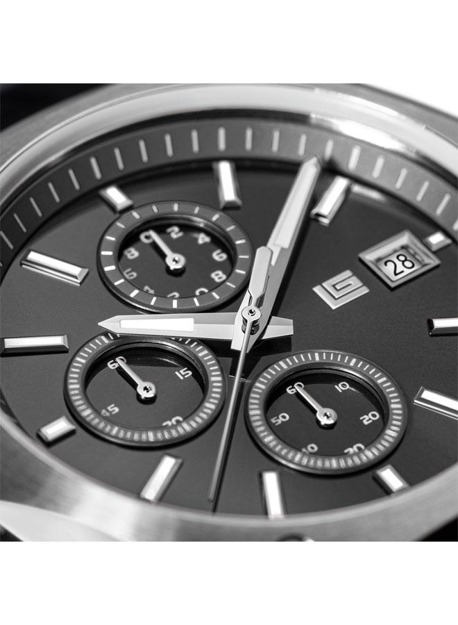 غاي لاروش ساعة رينو كرونوغراف للرجال بقرص رمادي وسوار جلد رمادي . مم - Image 4