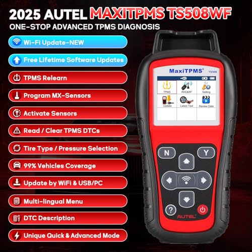 Autel TPMS TS508WF 2025 New, TPMS Programming Tool, Upgrade of TS501 Pro, TS408S, Activate/Relearn Autel TPMS Sensors, Read/Clear TPMS Code, Free Lifetime Update, TPMS Relearn Tool, TPMS Programmer - Image 2