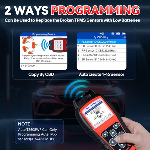 Autel TPMS TS508WF 2025 New, TPMS Programming Tool, Upgrade of TS501 Pro, TS408S, Activate/Relearn Autel TPMS Sensors, Read/Clear TPMS Code, Free Lifetime Update, TPMS Relearn Tool, TPMS Programmer - Image 4