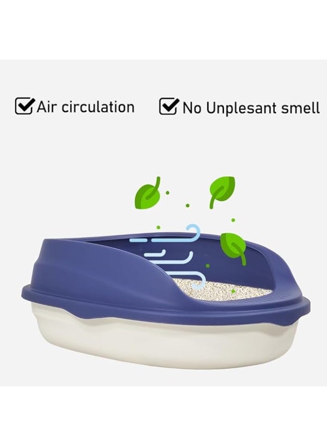 أن ان سي بيتس صندوق قمامة شبه مغلق مع مغرفة قمامة، مضاد للتناثر، مناسب للقطط متوسطة الحجم، سهل التنظيف وسياج قابل للفصل، صندوق قمامة مفتوح من الأعلى وذو جوانب عالية (37 سم) - Image 4