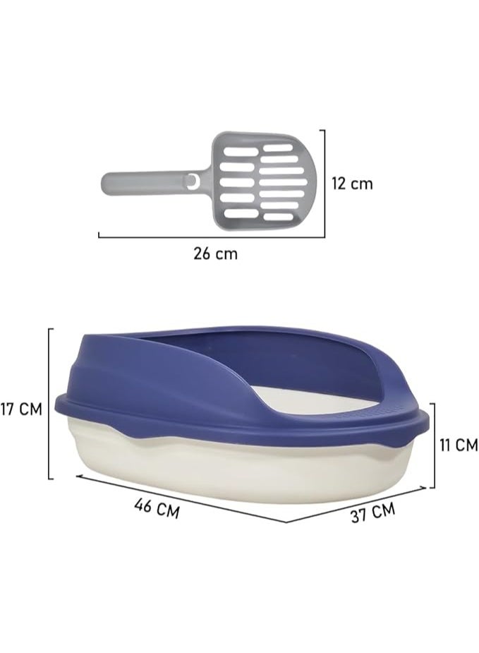 أن ان سي بيتس صندوق قمامة شبه مغلق مع مغرفة قمامة، مضاد للتناثر، مناسب للقطط متوسطة الحجم، سهل التنظيف وسياج قابل للفصل، صندوق قمامة مفتوح من الأعلى وذو جوانب عالية (37 سم) - Image 2