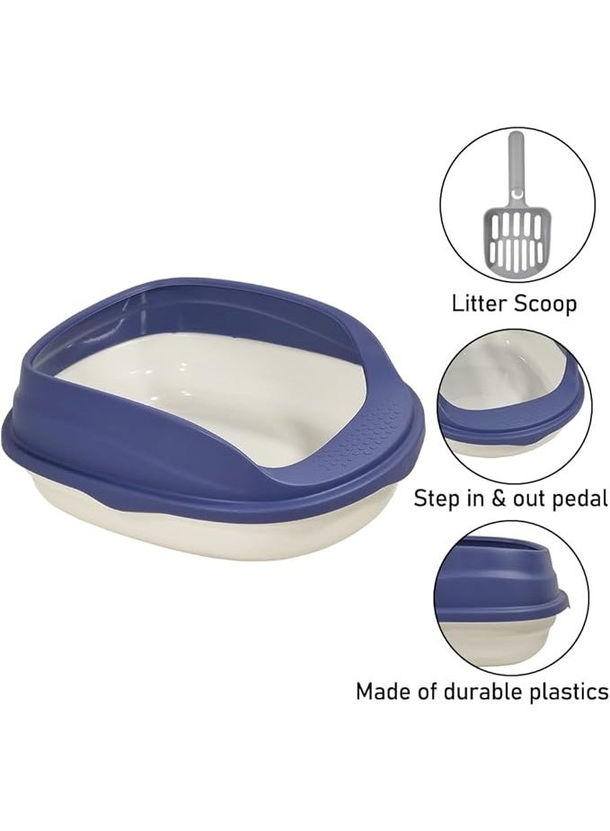 أن ان سي بيتس صندوق قمامة شبه مغلق مع مغرفة قمامة، مضاد للتناثر، مناسب للقطط متوسطة الحجم، سهل التنظيف وسياج قابل للفصل، صندوق قمامة مفتوح من الأعلى وذو جوانب عالية (37 سم) - Image 3