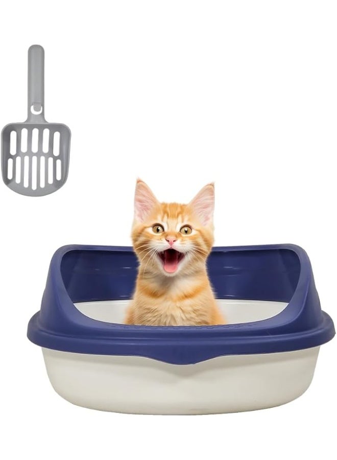 أن ان سي بيتس صندوق قمامة شبه مغلق مع مغرفة قمامة، مضاد للتناثر، مناسب للقطط متوسطة الحجم، سهل التنظيف وسياج قابل للفصل، صندوق قمامة مفتوح من الأعلى وذو جوانب عالية (37 سم) - Image 1