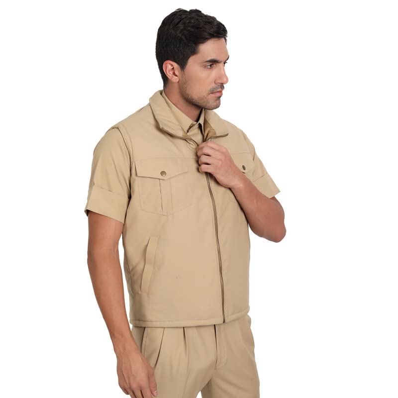 uniformer Khaki Police Half Sleeves Jacket with Hood for Men | Tactical Jacket for Officers | Durable, Stylish & Comfortable | Outdoor & Duty Wear | Law Enforcement Outerwear (Khaki_XL) - Image 2