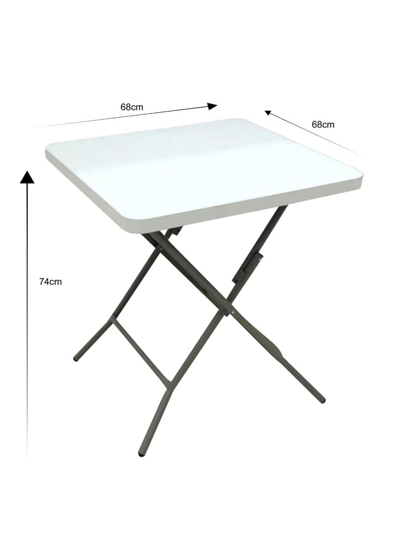 Generic - Square Portable Folding Table White 68cm*68 cm - Image 1