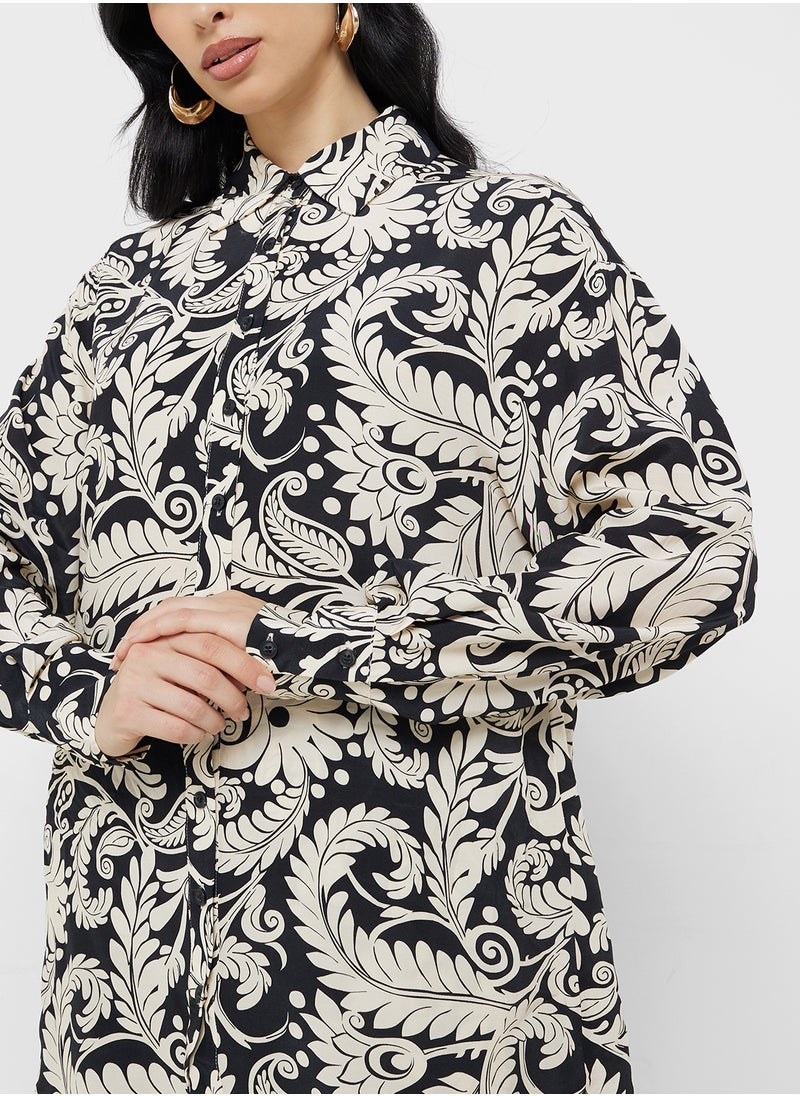Little Mistress Mono Boho Print Shirt  - Image 3