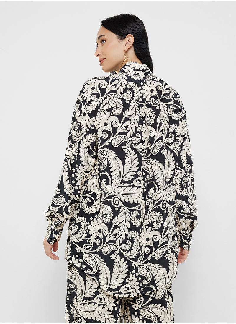 Little Mistress Mono Boho Print Shirt  - Image 2