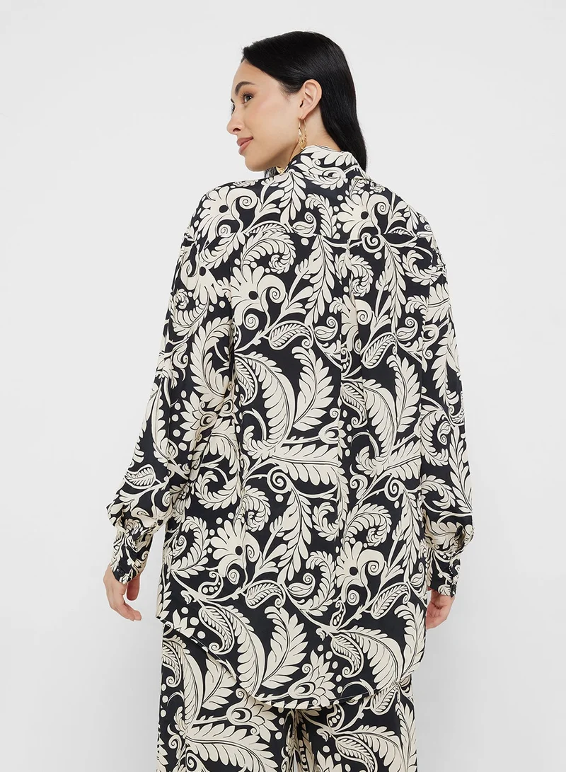 Little Mistress Mono Boho Print Shirt