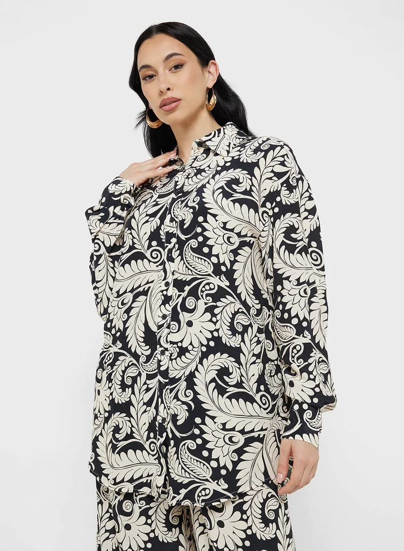 Little Mistress Mono Boho Print Shirt