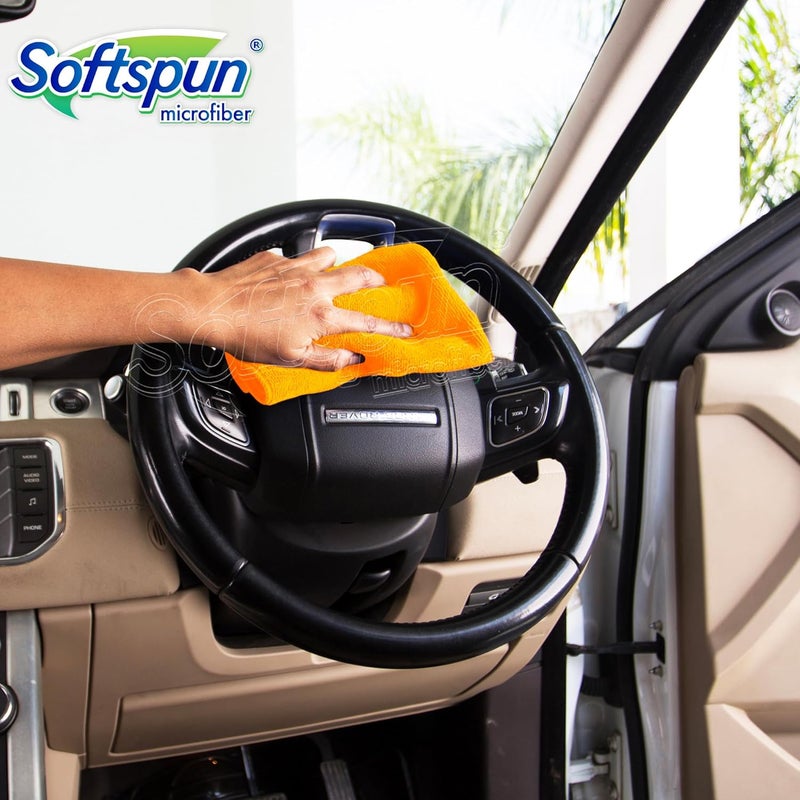 SOFTSPUN Microfiber Cloth - 25 pcs 40x40 cms 340 GSM Multicolor! Thick Lint & Streak-Free Multipurpose Cloths Automotive Microfibre Towels for Car Bike Cleaning Polishing Washing & Detailing. - Image 4