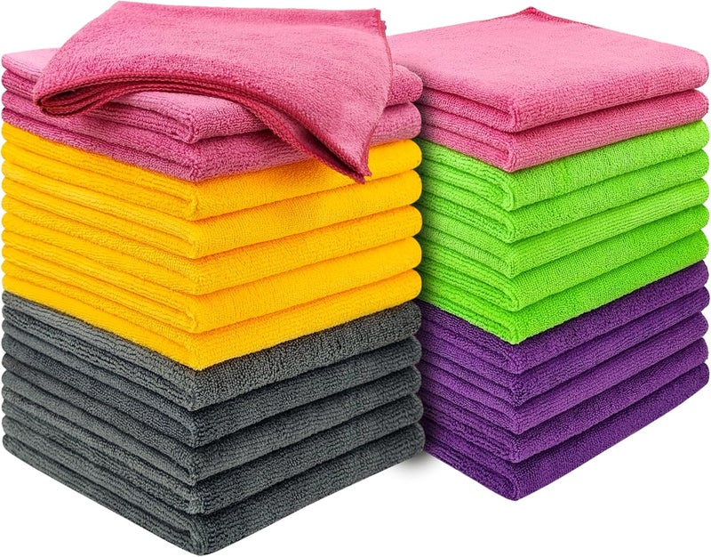 SOFTSPUN Microfiber Cloth - 25 pcs 40x40 cms 340 GSM Multicolor! Thick Lint & Streak-Free Multipurpose Cloths Automotive Microfibre Towels for Car Bike Cleaning Polishing Washing & Detailing. - Image 1