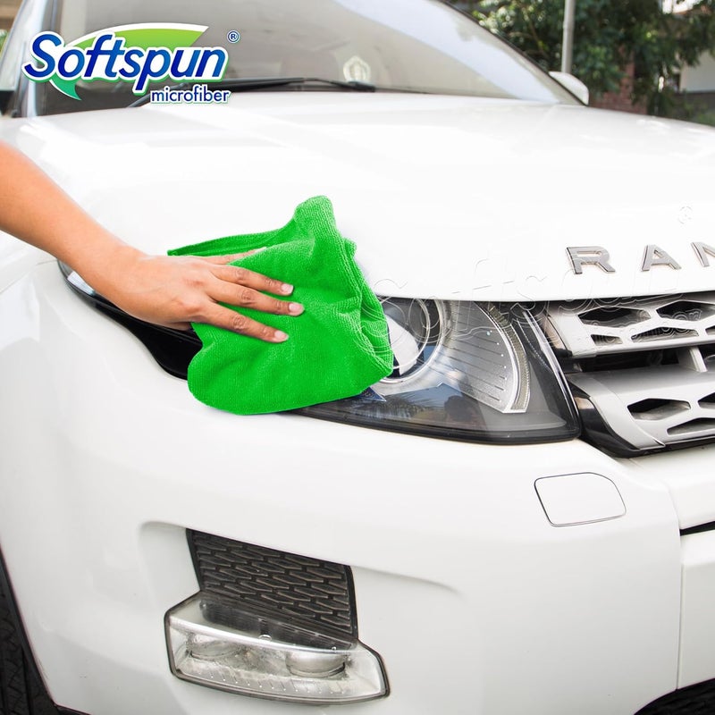 SOFTSPUN Microfiber Cloth - 25 pcs 40x40 cms 340 GSM Multicolor! Thick Lint & Streak-Free Multipurpose Cloths Automotive Microfibre Towels for Car Bike Cleaning Polishing Washing & Detailing. - Image 5