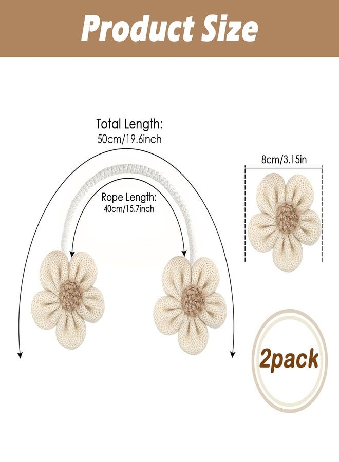 SRG Rope Curtain Tiebacks 2 Pack | Sunflower Curtain Tieback Boho | Simple Elegant DIY Curtain Holdbacks | Accessories Wall Decoration for Home Office（Cream） - Image 4