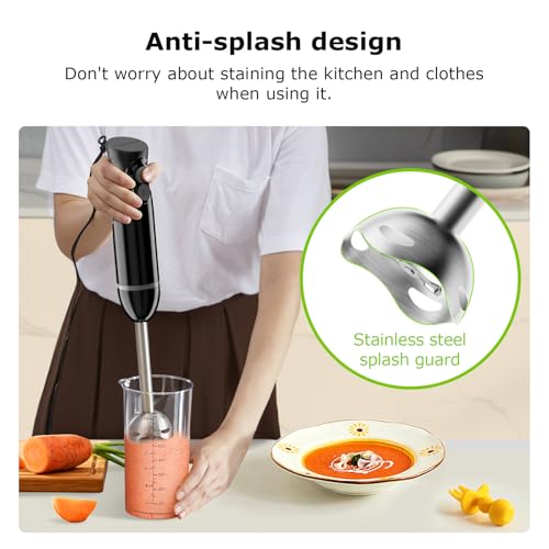 Bonsenkitchen Hand Blender, Immersion Blender with 2 Mixing Speed, Electric Handheld Mixer Portable Stick Mixer with Stainless Steel Blades for Soup, Smoothie, Puree, Baby Food - Image 5