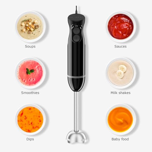 Bonsenkitchen Hand Blender, Immersion Blender with 2 Mixing Speed, Electric Handheld Mixer Portable Stick Mixer with Stainless Steel Blades for Soup, Smoothie, Puree, Baby Food - Image 3