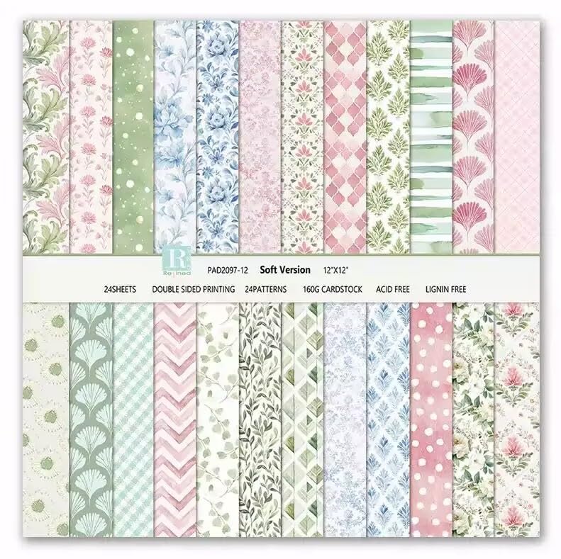 WLXTREE Scrapbook Paper 12x12, 24 Sheets/24 Designs Double-Sided Colorful Style Scrapbooking Pad Decorative Paper for Junk Journals Greeting Cards Decoration - Image 1