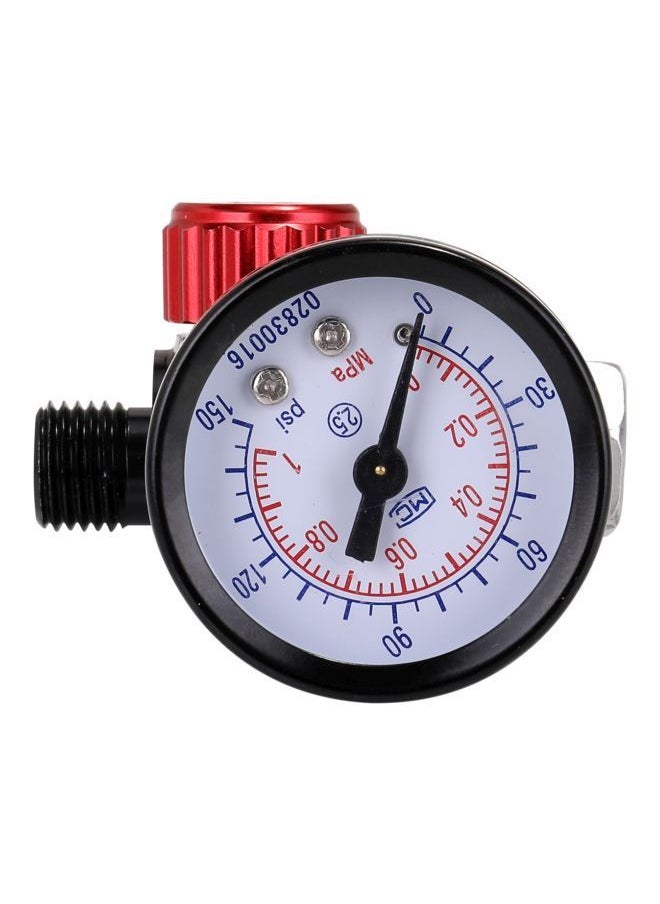 NIBEMINENT - Air Regulator Pressure Gauge Black/Clear/Red 10x4x10cm - Image 1