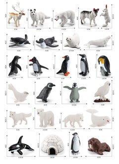 Generic Simulation Penguin White Fox Polar Bear Seal Whale Husky Reindeer Polar Animal Model Static Ornaments 26 Pieces Set  - Image 4