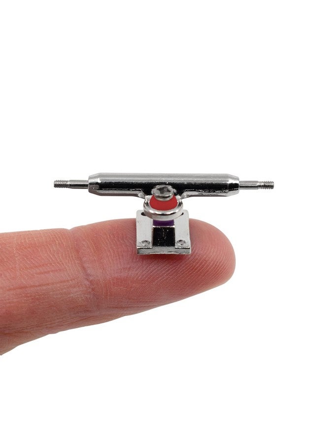 Teak Tuning Prodigy Pro Inverted Fingerboard Trucks with Gold Colored Locknuts & Urethane Tuning, Silver Colorway - 32mm Width - Inverted Kingpin, Solid Axle Style - Tuned & Assembled - Image 2