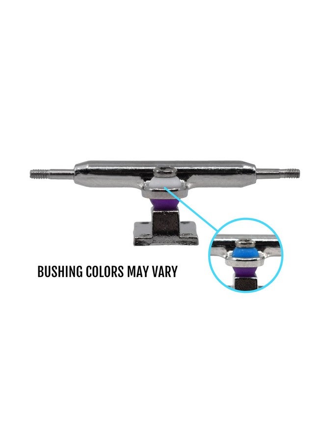 Teak Tuning Prodigy Pro Inverted Fingerboard Trucks with Gold Colored Locknuts & Urethane Tuning, Silver Colorway - 32mm Width - Inverted Kingpin, Solid Axle Style - Tuned & Assembled - Image 3