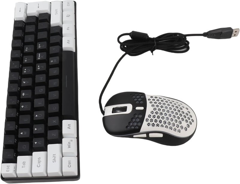 Wired 61 Key RGB Mechanical Feel Keyboard, Multi Color LED Backlight Gaming Keyboard with Mouse Set for OS X, Ergonomic and Mouse Combo (Black Center White Frame) - Image 5