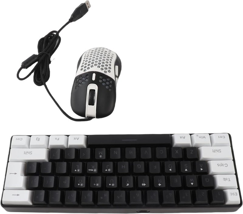 Wired 61 Key RGB Mechanical Feel Keyboard, Multi Color LED Backlight Gaming Keyboard with Mouse Set for OS X, Ergonomic and Mouse Combo (Black Center White Frame) - Image 4
