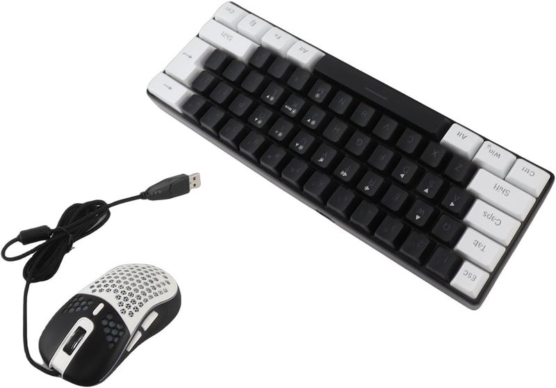 Wired 61 Key RGB Mechanical Feel Keyboard, Multi Color LED Backlight Gaming Keyboard with Mouse Set for OS X, Ergonomic and Mouse Combo (Black Center White Frame) - Image 2