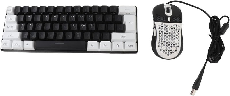 Wired 61 Key RGB Mechanical Feel Keyboard, Multi Color LED Backlight Gaming Keyboard with Mouse Set for OS X, Ergonomic and Mouse Combo (Black Center White Frame) - Image 3