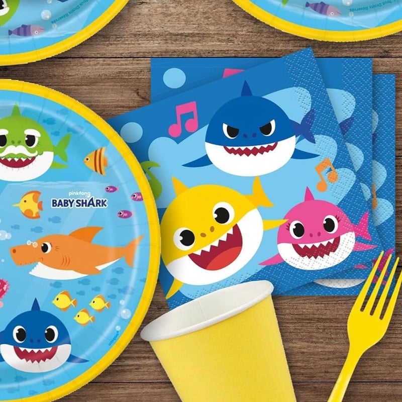 Unique Baby Shark Multicolored Beverage Napkins - 5" (Pack of 16) - Vibrant Paper Napkins, Perfect for Kid's Parties - Image 3