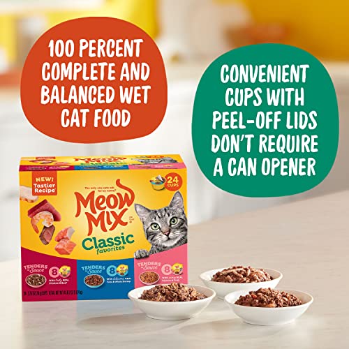 Meow Mix Tenders in Sauce Classic Favorites Wet Cat Food Variety Pack, 2.75 Ounce Cup (Pack of 48) - Image 4