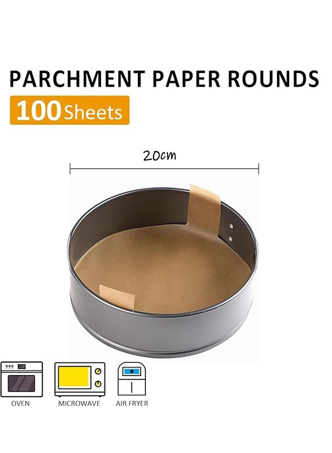 100Pack 8inch Round Parchment Paper with Handles, Sourdough Bread Sling, Nonstick Baking Paper for Dutch Oven, Cake Pan, Airfryer, Loaf pan, Tortilla Press, Crock pot - Image 2