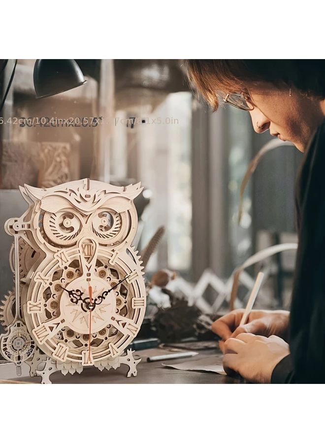 بومة 3D لغز ميكانيكي خشبي نموذج طقم تجميع كيت ديكور منزلي إبداعي هدية - Image 4