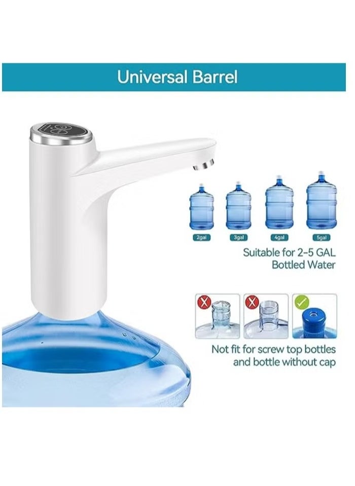ELTRAZONE Water Dispenser Pump for 5 Gallon Bottle | Automatic Off Button, USB Charging, Universal Fit, Easy-to-Use Pump for Home, Office, and Outdoor Use – White - Image 4