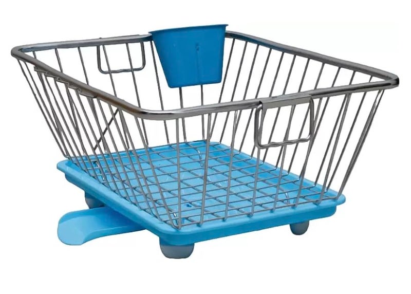 Swarni Dish Drying Rack SpaceSaving Dish Rack Dish Racks for Kitchen Counter Stainless Steel Kitchen Drying Rack with Water Strainer Tray Spoon Holder Included Blue Tray - Image 1