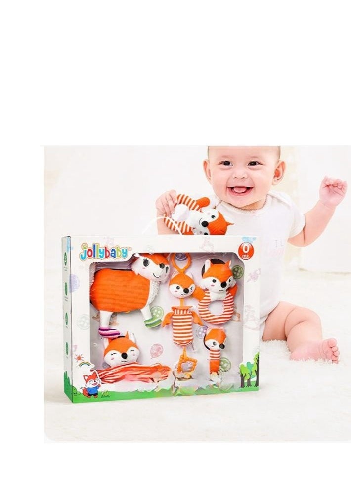 Jollybaby Baby Soothing Set - Newborn Gift Box Soothing Towel - Ringing Pendant Cloth Book Puzzle Toy  - Image 5