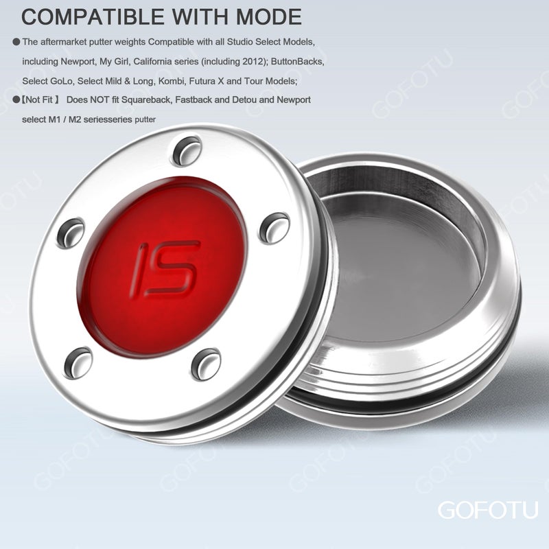 Gofotu 2pcs 5g-40g Golf Custom Weights Compatible with Titleist Scotty Cameron Golf Club Putters Newport Red (2PCS 15g(Doesn't include Wrench)) - Image 3
