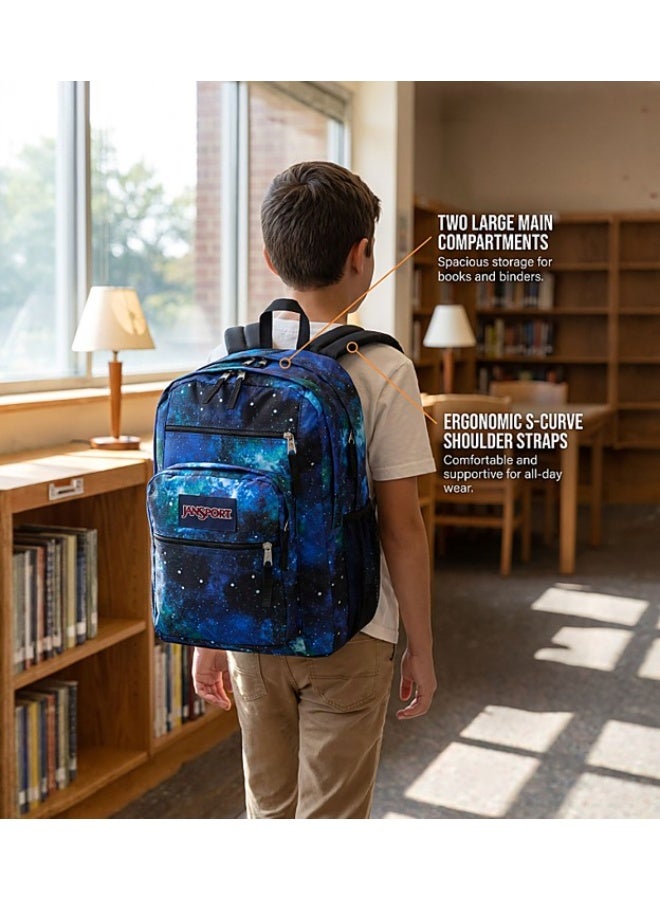 JanSport Big Student Backpack, Cyberspace Galaxy, Dual Main Compartments, 15-Inch Laptop Sleeve, Ergonomic S-Curve Shoulder Straps, Large Capacity - Image 3