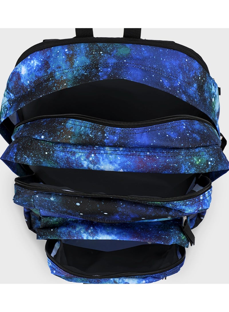 JanSport Big Student Backpack, Cyberspace Galaxy, Dual Main Compartments, 15-Inch Laptop Sleeve, Ergonomic S-Curve Shoulder Straps, Large Capacity - Image 5