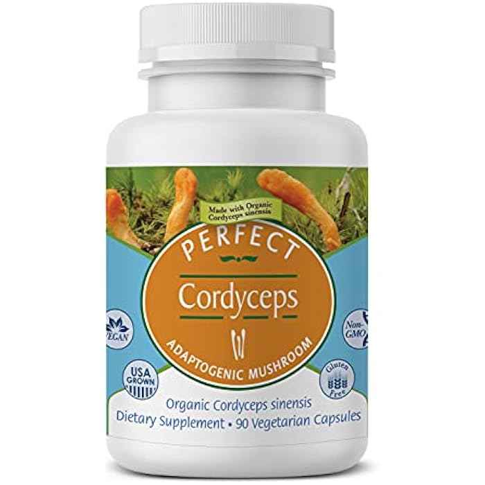 Perfect Supplements – Perfect Cordyceps – 90 Vegetable Capsules – Organic Adaptogenic Herbal Supplement – Increases Energy, Endurance & Strength - Image 1