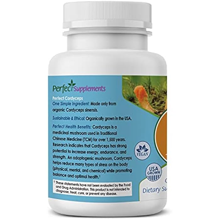 Perfect Supplements – Perfect Cordyceps – 90 Vegetable Capsules – Organic Adaptogenic Herbal Supplement – Increases Energy, Endurance & Strength - Image 3