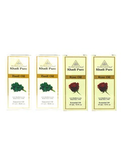 Khadi Pure Basil & Rose Essential Oil, 15 Ml (Pack Of 4)  - Image 1