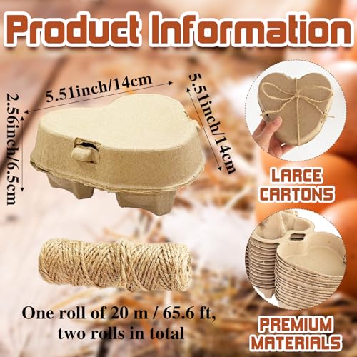Haawooky 36 Pcs Egg Cartons,3 Count Heart Shaped Paper Pulp Egg Container,Storage Containers Holder for Valentine's Day Easter,Storing Extra Eggs - Image 2