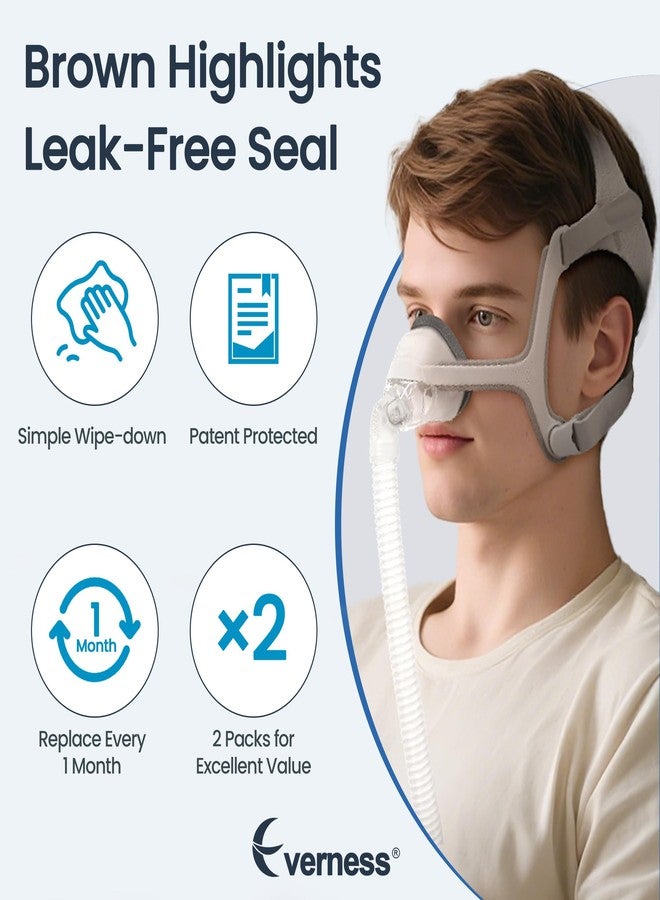 Everness عبوتان من وسادات قناع الأنف المصنوعة من إسفنج الذاكرة (مقاس كبير) لأجهزة ResMed AirTouch N20 و AirFit N20، تتميز بتقنية CPAP المصنوعة من إسفنج الذاكرة البني، مانعة للتسرب - كبير - Image 5