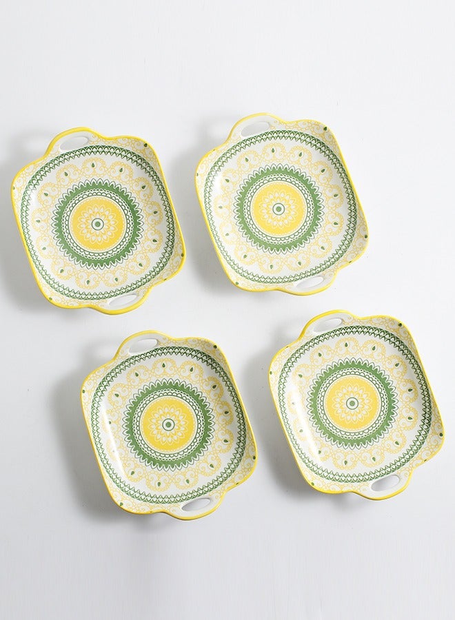 Shuer 4-Piece Hand Painted Ceramic Dinner Plates  23.7x19.6x5.2cm  - Image 2