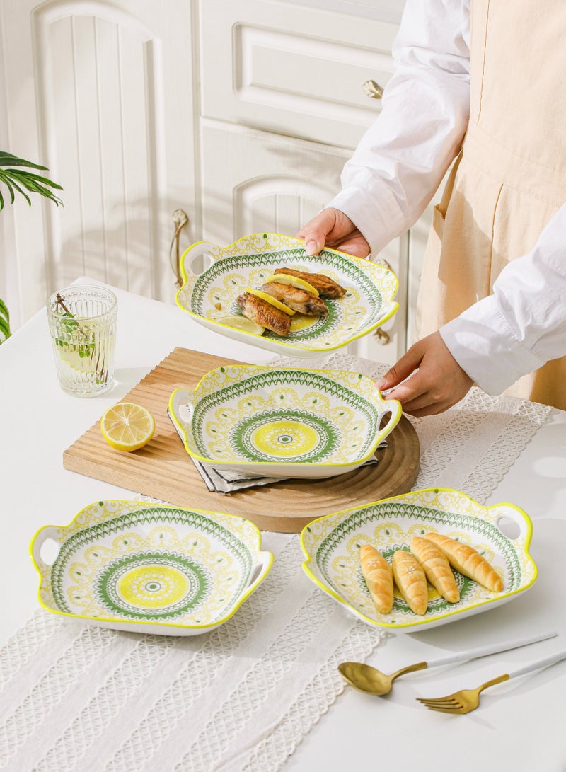 Shuer 4-Piece Hand Painted Ceramic Dinner Plates  23.7x19.6x5.2cm  - Image 4