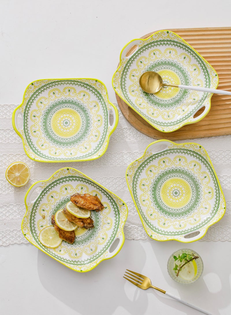 Shuer 4-Piece Hand Painted Ceramic Dinner Plates  23.7x19.6x5.2cm  - Image 5